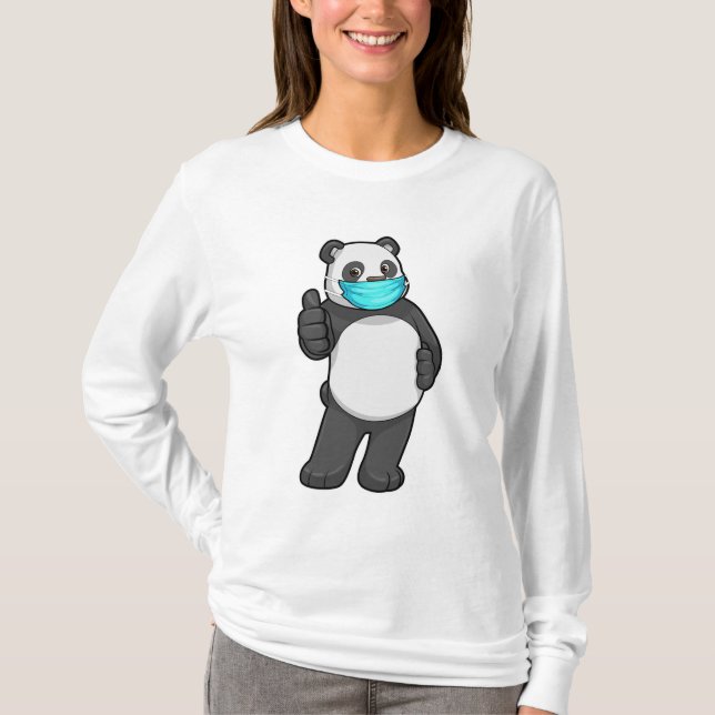 Panda med Ansikte mask T Shirt (Framsida)