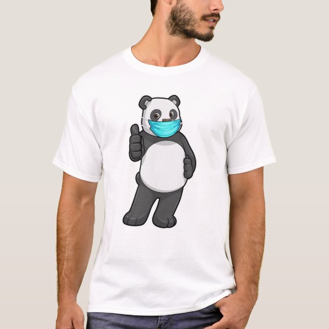 Panda med Ansikte mask T Shirt (Framsida)