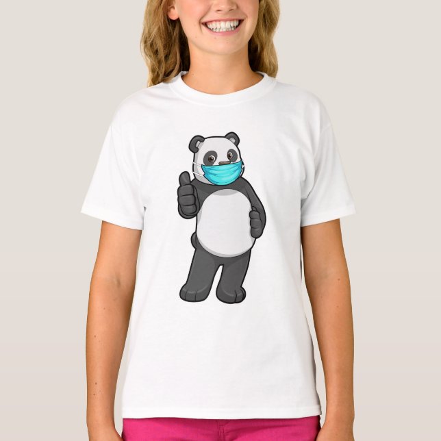 Panda med Ansikte mask T Shirt (Framsida)