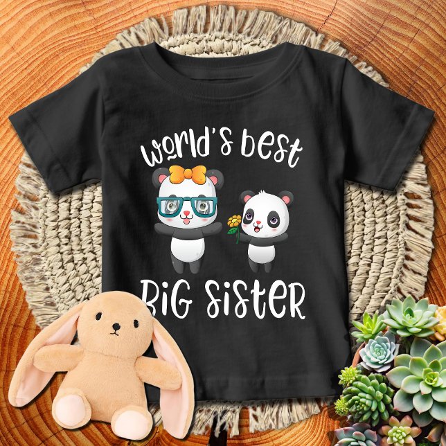 Panda med båge + blommor | Världens bästa storesys T Shirt (Skapare uppladdad)