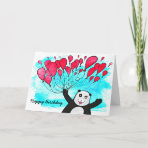 Panda med ballonger födelsedagskort kort