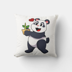 Panda med Bamboo Flower Kudde