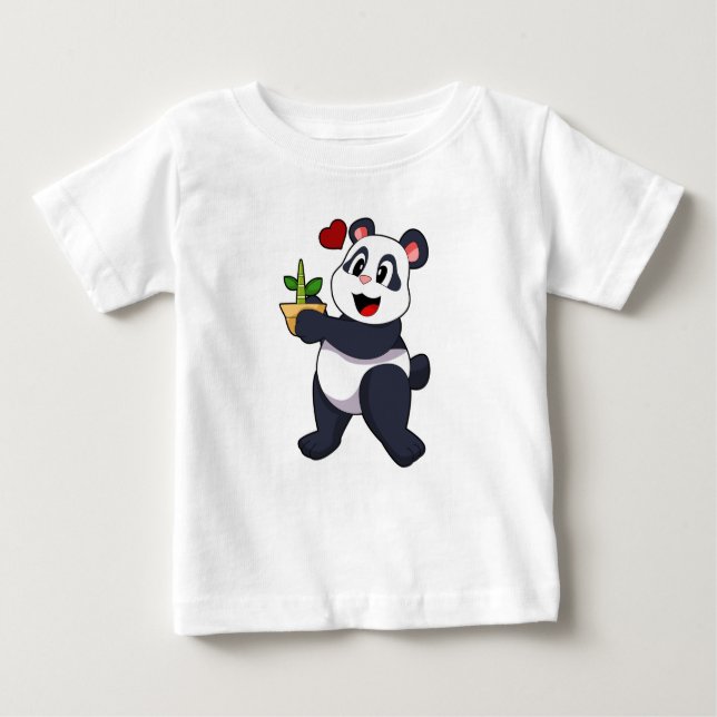 Panda med Bamboo Flower T Shirt (Framsida)
