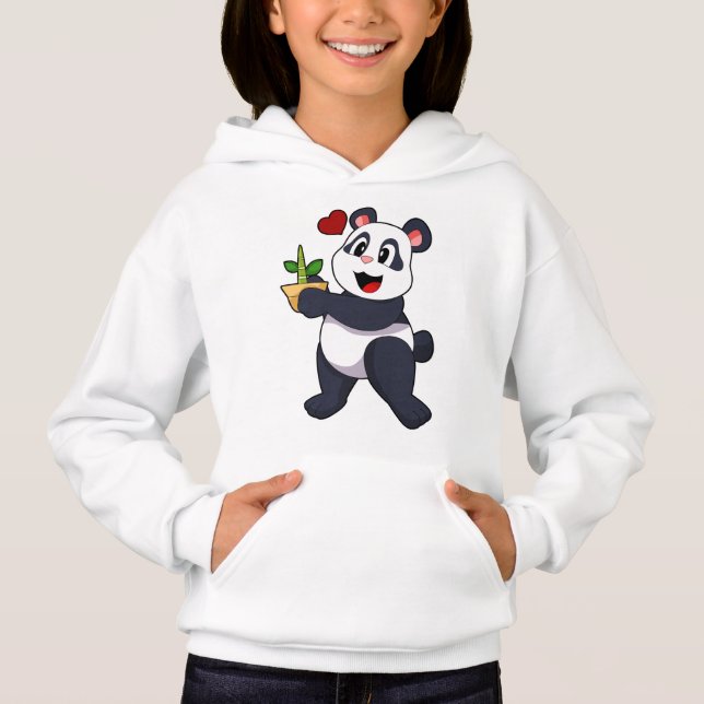 Panda med Bamboo Flower T Shirt (Framsida)