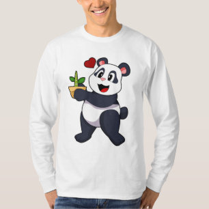 Panda med Bamboo Flower T Shirt