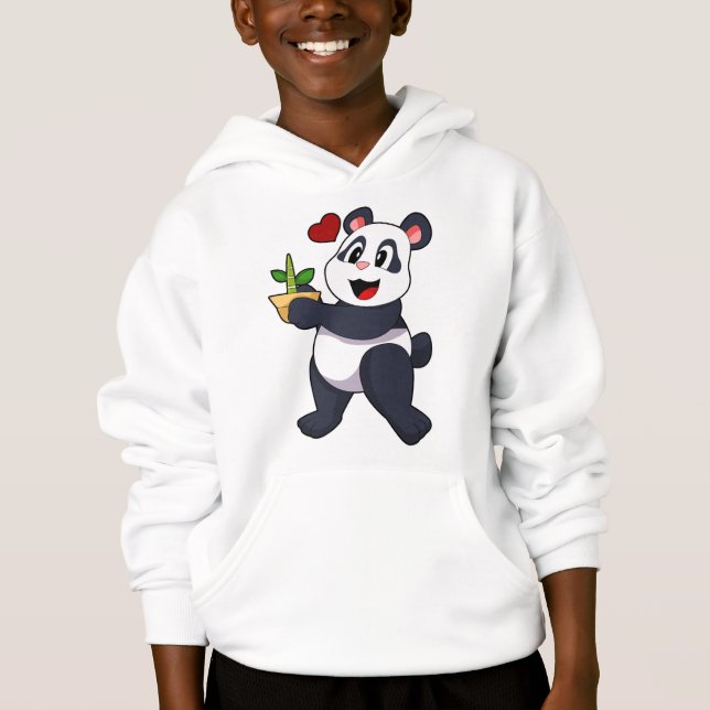 Panda med Bamboo Flower T Shirt (Framsida)