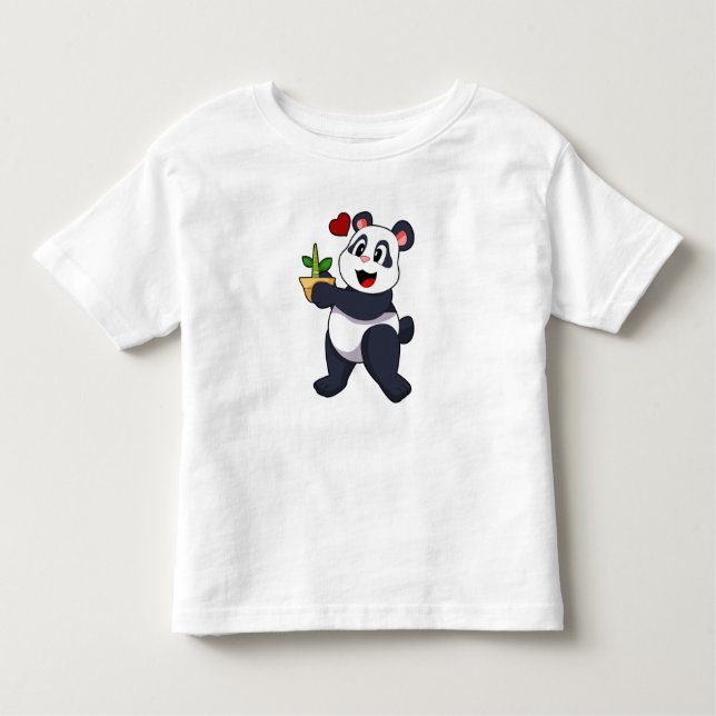 Panda med Bamboo Flower T Shirt (Framsida)