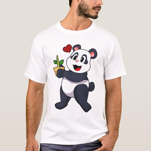 Panda med Bamboo Flower T Shirt (Framsida)