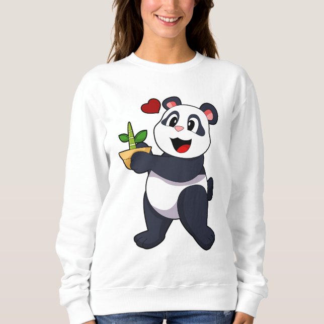 Panda med Bamboo Flower T Shirt (Framsida)
