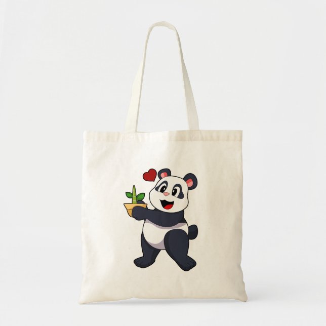 Panda med Bamboo Flower Tygkasse (Framsidan)