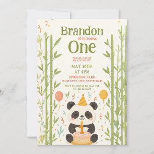 Panda med Bamboo och kummel 1:a födelsedagen Inbjudningar