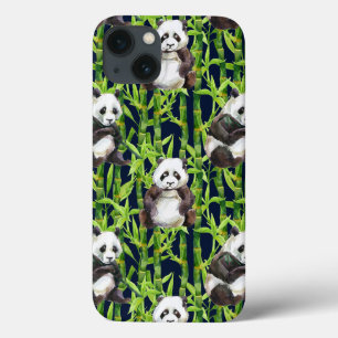 Panda med Bamboo Watercolor Mönster