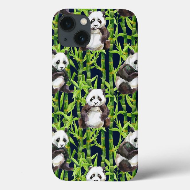 Panda med Bamboo Watercolor Mönster (Baksida)