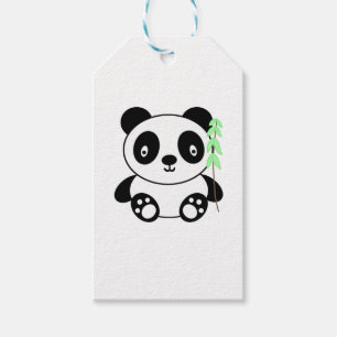 Panda med bambu presentetikett