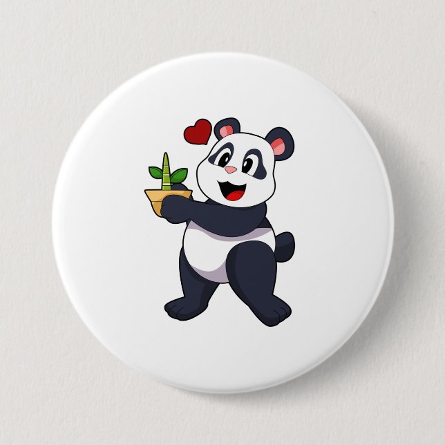 Panda med bambublomma knapp (Framsida)