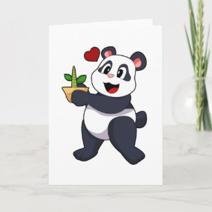 Panda med bambublomma kort