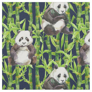 Panda med bambuvattenfärgmönster tyg