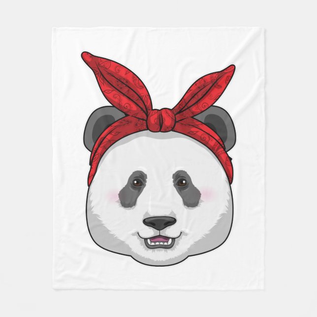 Panda med Bandana Fleecefilt (Framsidan)
