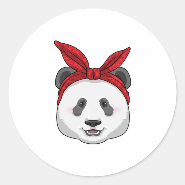 Panda med Bandana Runt Klistermärke (Framsida)