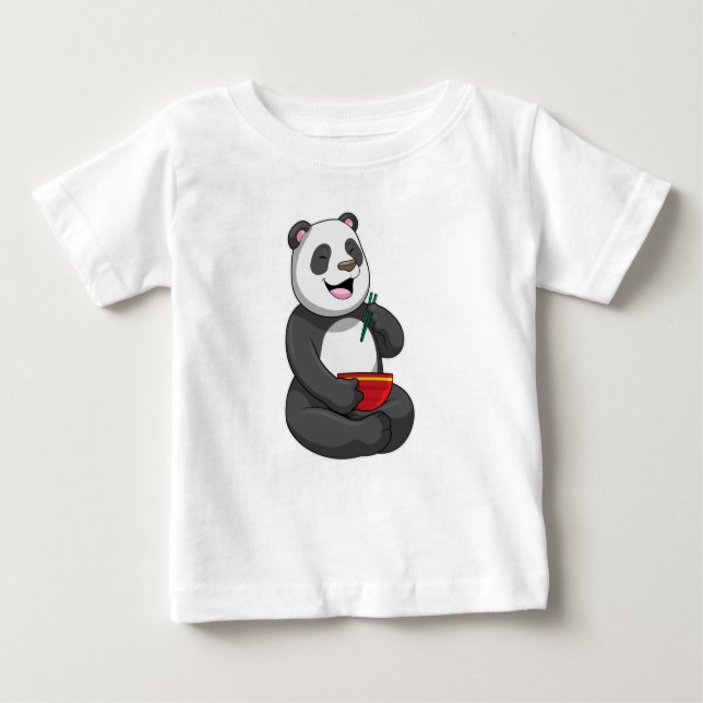Panda med Bowl Ramen T Shirt (Framsida)