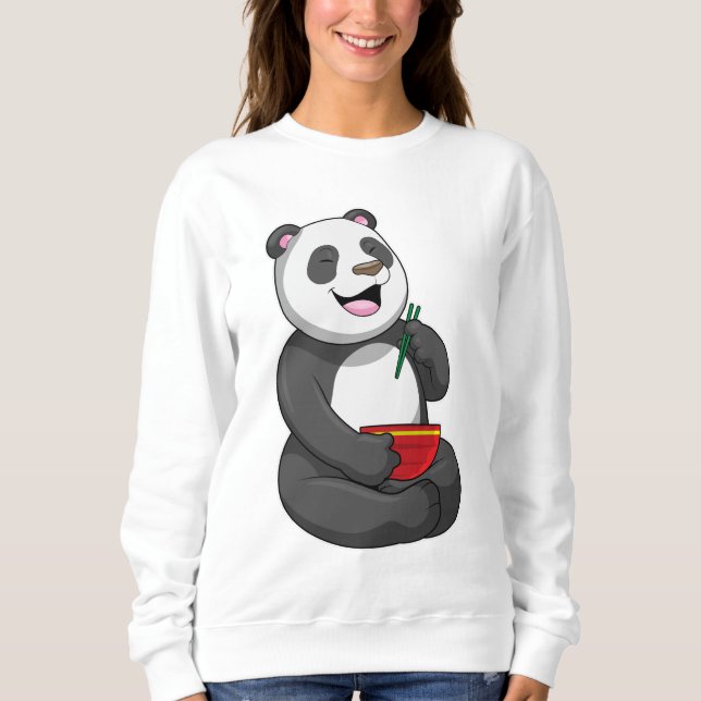 Panda med Bowl Ramen T Shirt (Framsida)