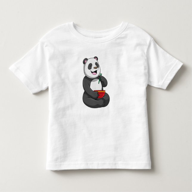 Panda med Bowl Ramen T Shirt (Framsida)