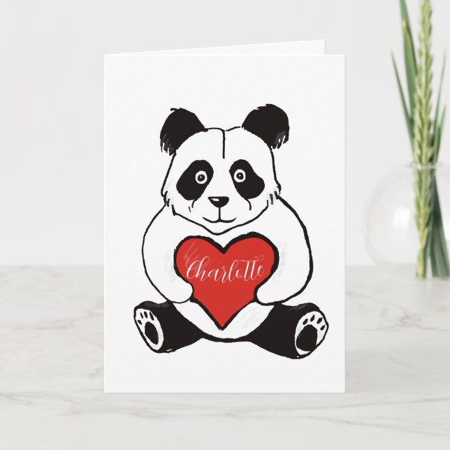 Panda med bröllop-jubileumsfru kort (Framsida)