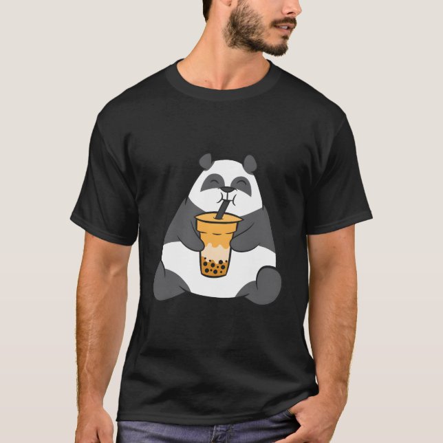 Panda med bubbeltea t shirt (Framsida)