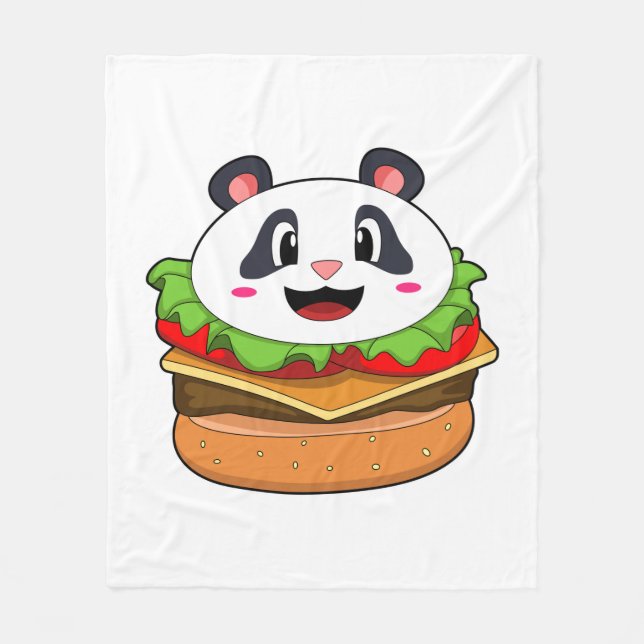 Panda med Burger Fleecefilt (Framsidan)