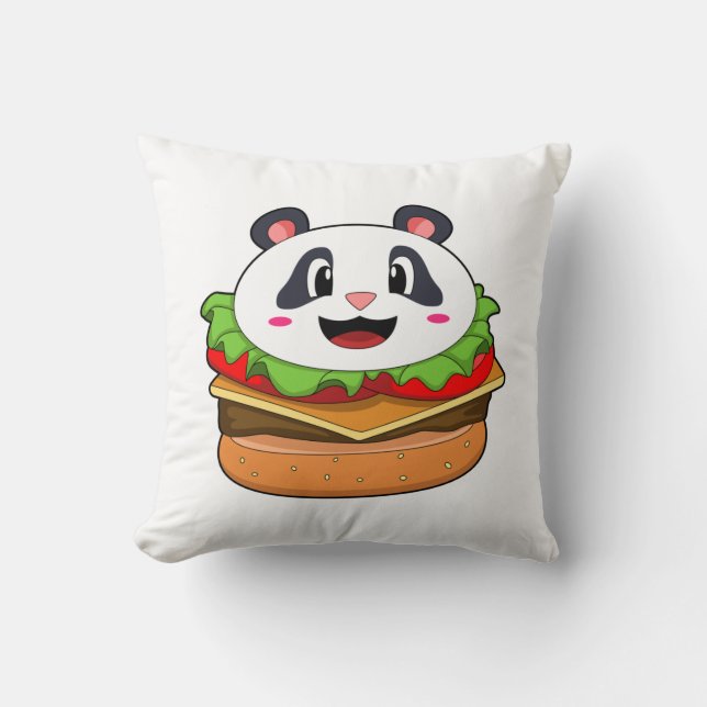 Panda med Burger Kudde (Framsida)