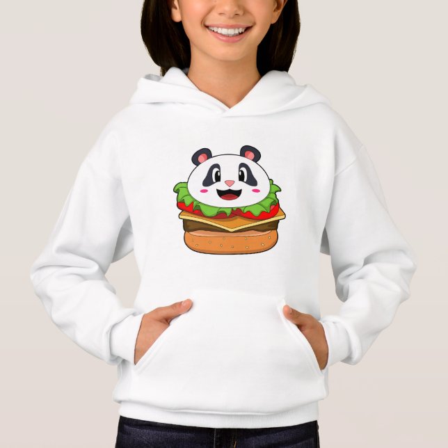 Panda med Burger T Shirt (Framsida)