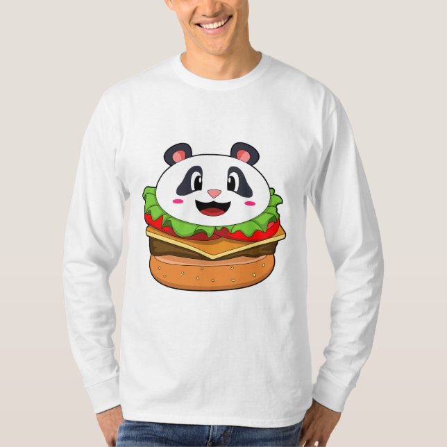 Panda med Burger T Shirt (Framsida)