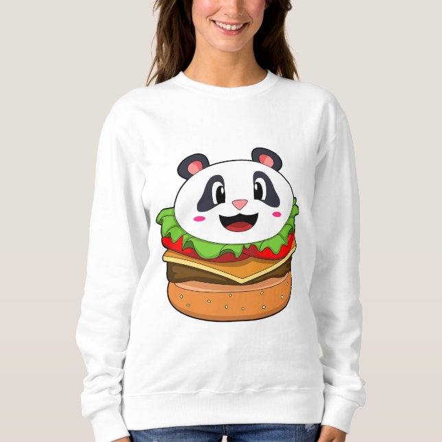 Panda med Burger T Shirt (Framsida)