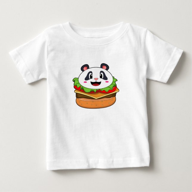 Panda med Burger T Shirt (Framsida)