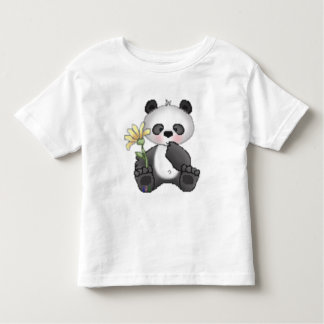 Panda med den gula blomman t-shirt