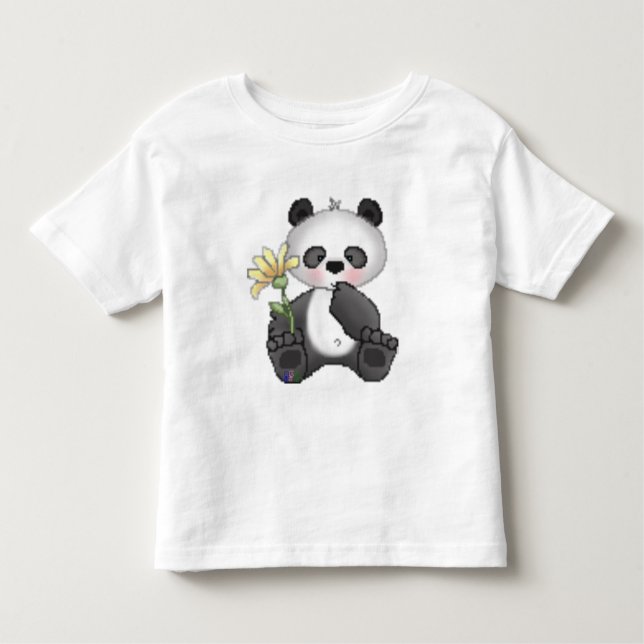 Panda med den gula blomman t-shirt (Framsida)
