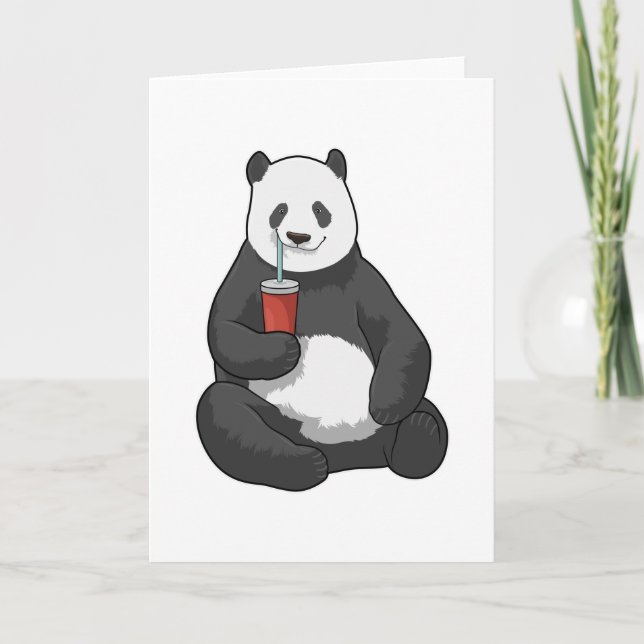 Panda med Drink Kort (Framsida)