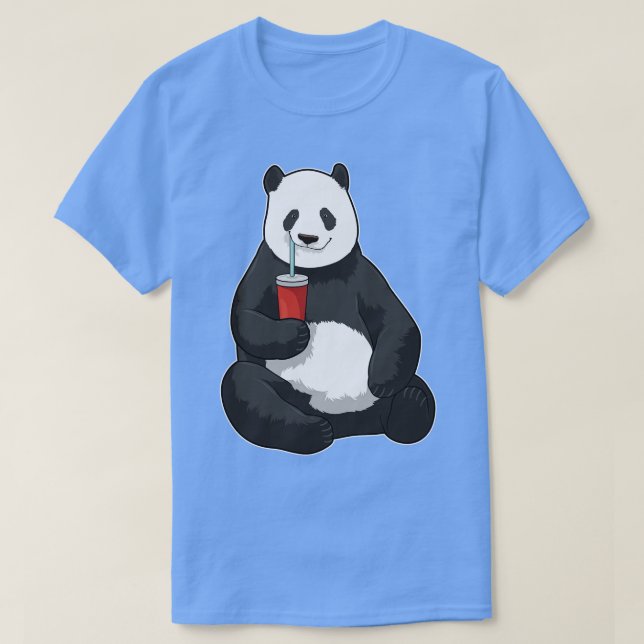 Panda med Drink T Shirt (Design framsida)