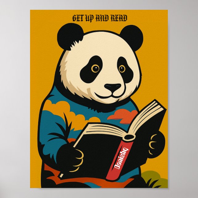 Panda med en bok — Stå upp och läs!  Poster (Framsidan)