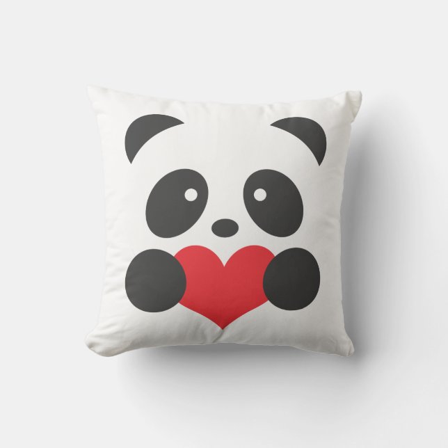 Panda med en hjärtkudde kudde (Framsida)