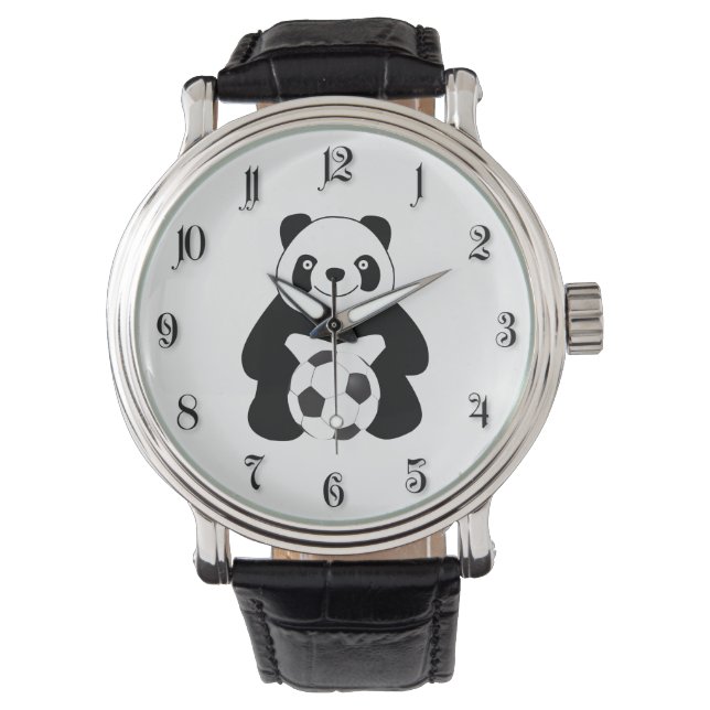Panda med fotboll armbandsur (Framsida)