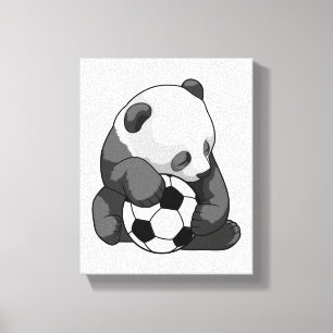 Panda med fotboll canvastryck