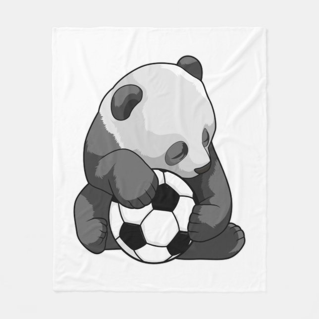 Panda med fotboll fleecefilt (Framsidan)