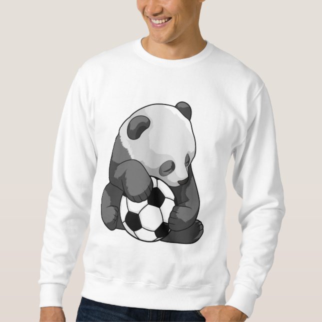 Panda med fotboll lång ärmad tröja (Framsida)
