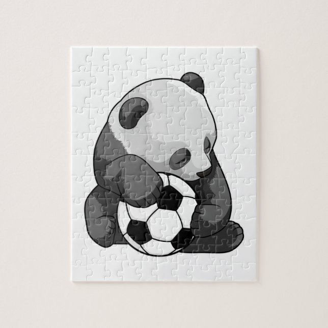 Panda med fotboll pussel (Vertikal)