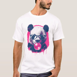 Panda med glas och bubbelgummi t shirt