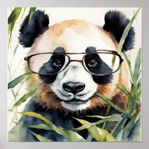 Panda med glas poster