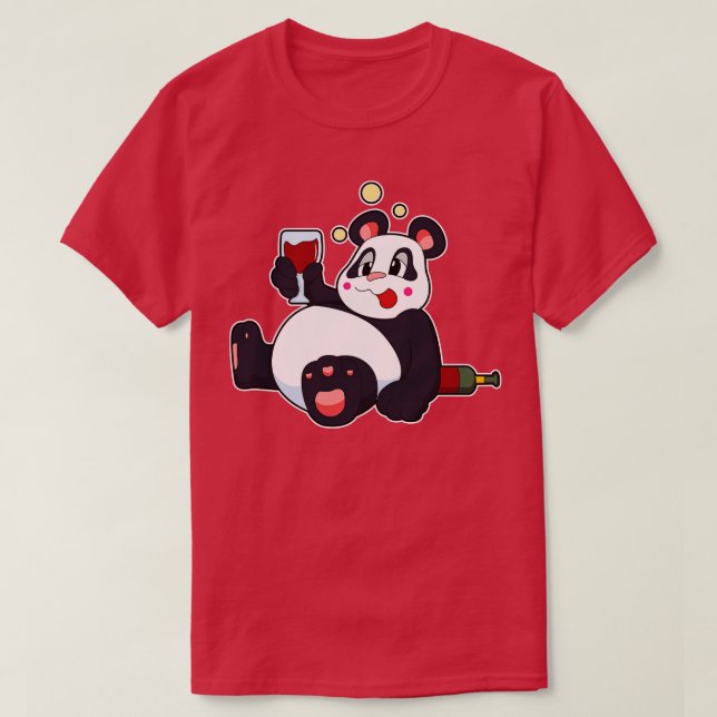 Panda med glaset Red vin T Shirt (Design framsida)