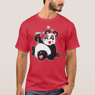 Panda med glaset Red vin T Shirt