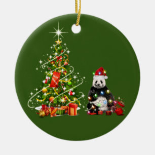 Panda med Hat LJUS jul Julgransprydnad Keramik